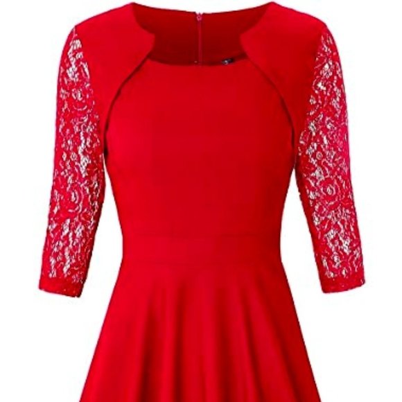 Red Retro Bolero Style Neck Party Swing Dress Size: Small - Picture 1 of 6